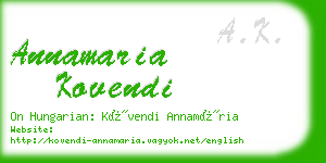 annamaria kovendi business card